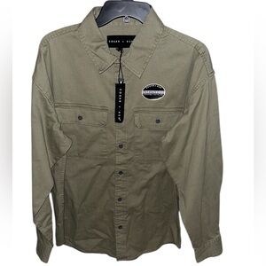 Men’s olive long sleeve button up shirt heavyweight size S NWT